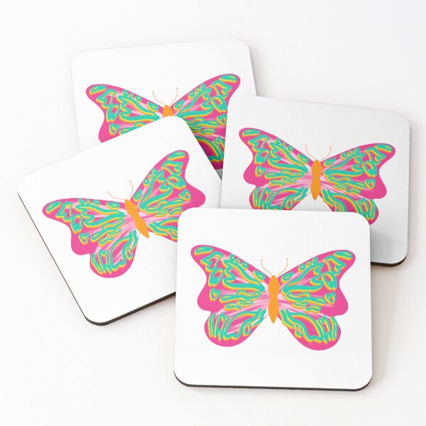 Item preview, Preppy pink, green, and orange vibrant butterfly designed and sold by mollsdesignss.