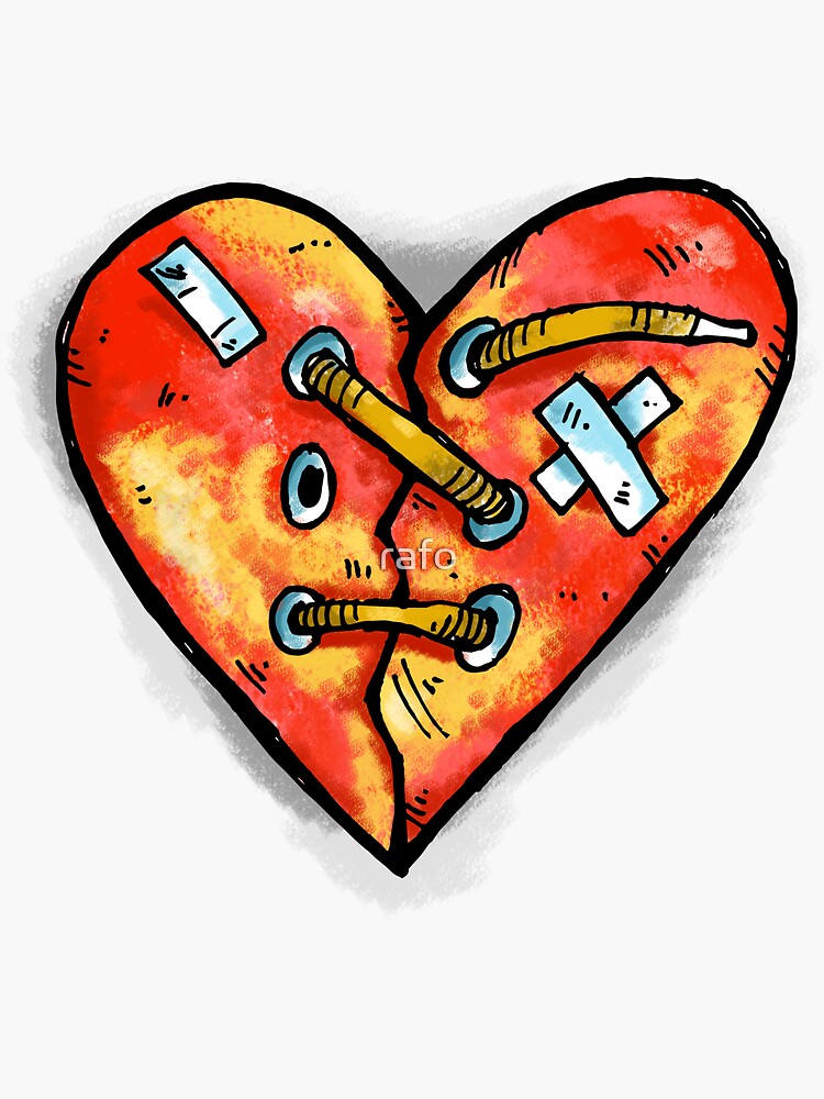 Broken Heart Sticker For Sale By Rafo Redbubble