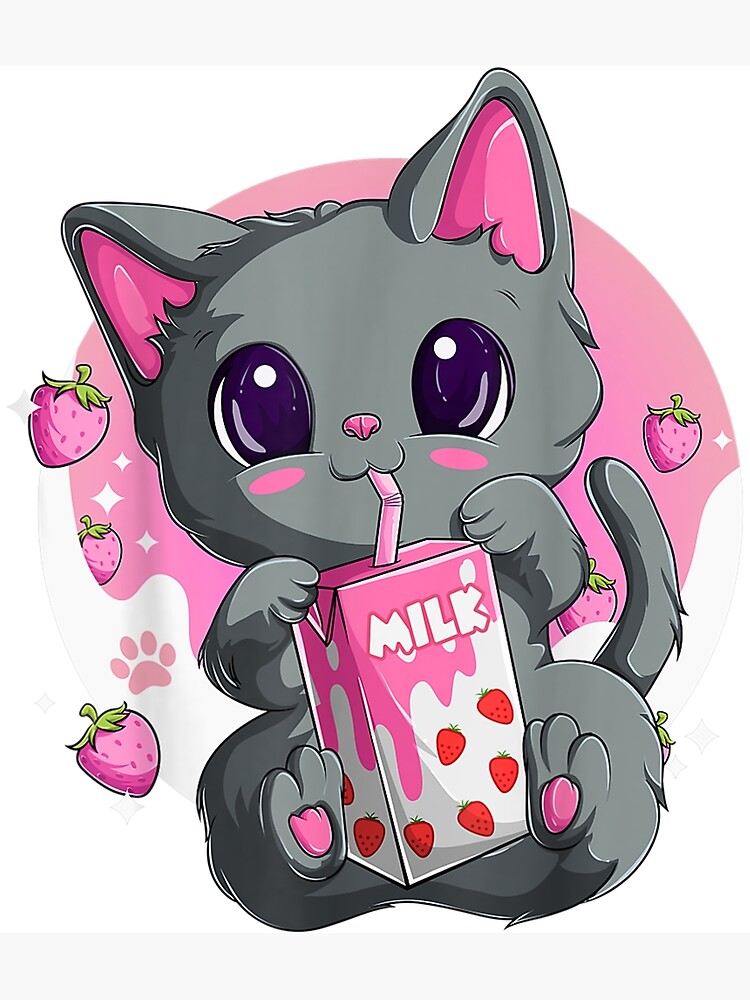 kawaii cat, kawaii anime Stock Illustration