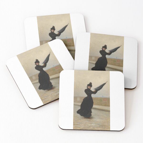 Item preview,  A windy day  woman with umbrella Edouard Bisson (French, 1856–1939) Édouard Bisson Academic Genre painter designed and sold by TeeARTHY.