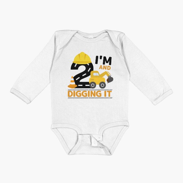 Item preview, Construction Theme Kids Party - I'm 2 and Digging It - 2 Years Old 2nd Birthday Gift - Excavator designed and sold by GlazifiedArts.