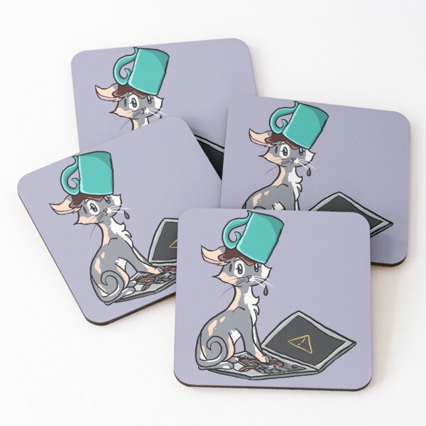 Item preview,  Kitten with coffee sitting on a computer. designed and sold by BerryShyKittens.