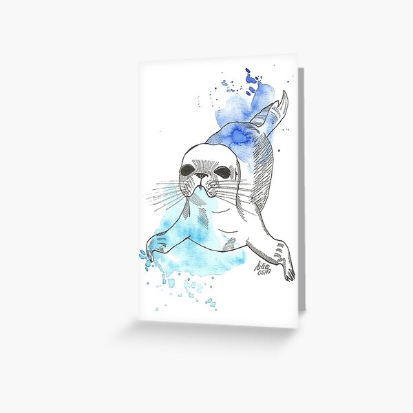 Seal - watercolor Greeting Card
