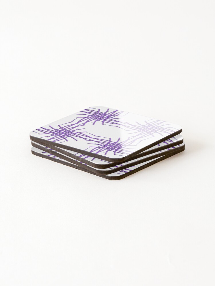 Thumbnail 4 of 5, Coasters (Set of 4), Violet plaid pattern designed and sold by RomeoAzahar.