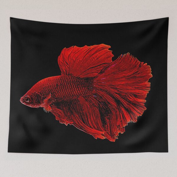 Item preview, Red Betta Splendens - Pez luchador siamés designed and sold by Custom Pet Portrait Art Studio.
