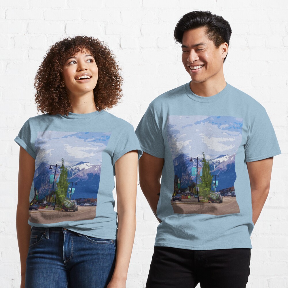 Canadian Rockies Pacifie West Cotton Print Tee Shirt Essential