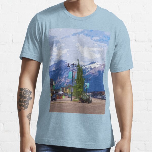 Canadian Rockies Pacifie West Cotton Print Tee Shirt Essential