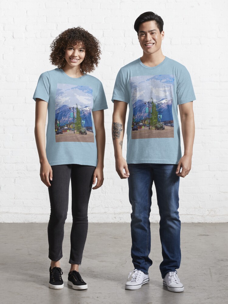 Canadian Rockies Pacifie West Cotton Print Tee Shirt Essential