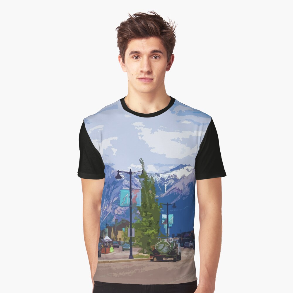 Canadian Rockies Pacifie West Cotton Print Tee Shirt Essential