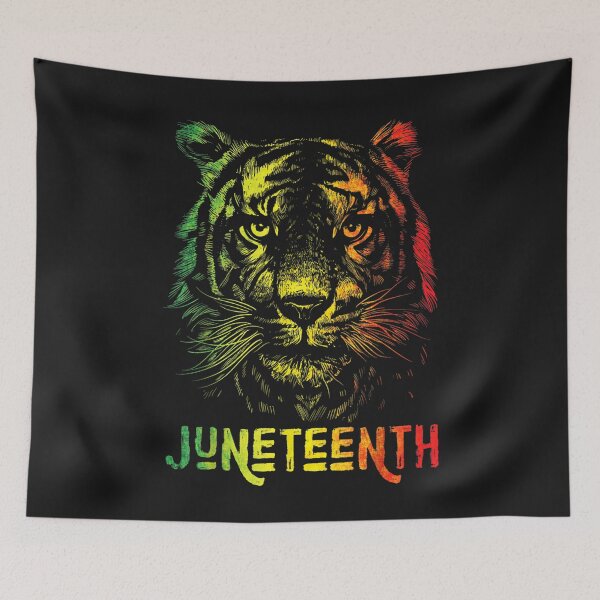 Item preview, Tiger Juneteenth Cool Black History African America Flag Tee T-Shirt designed and sold by Dieter-Marshall.