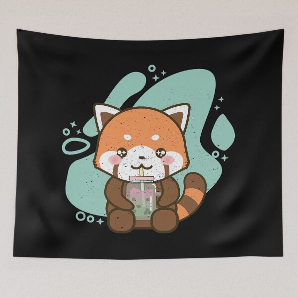 Item preview, Kawaii Red Panda Drinking Bubble Tea designed and sold by samah82.