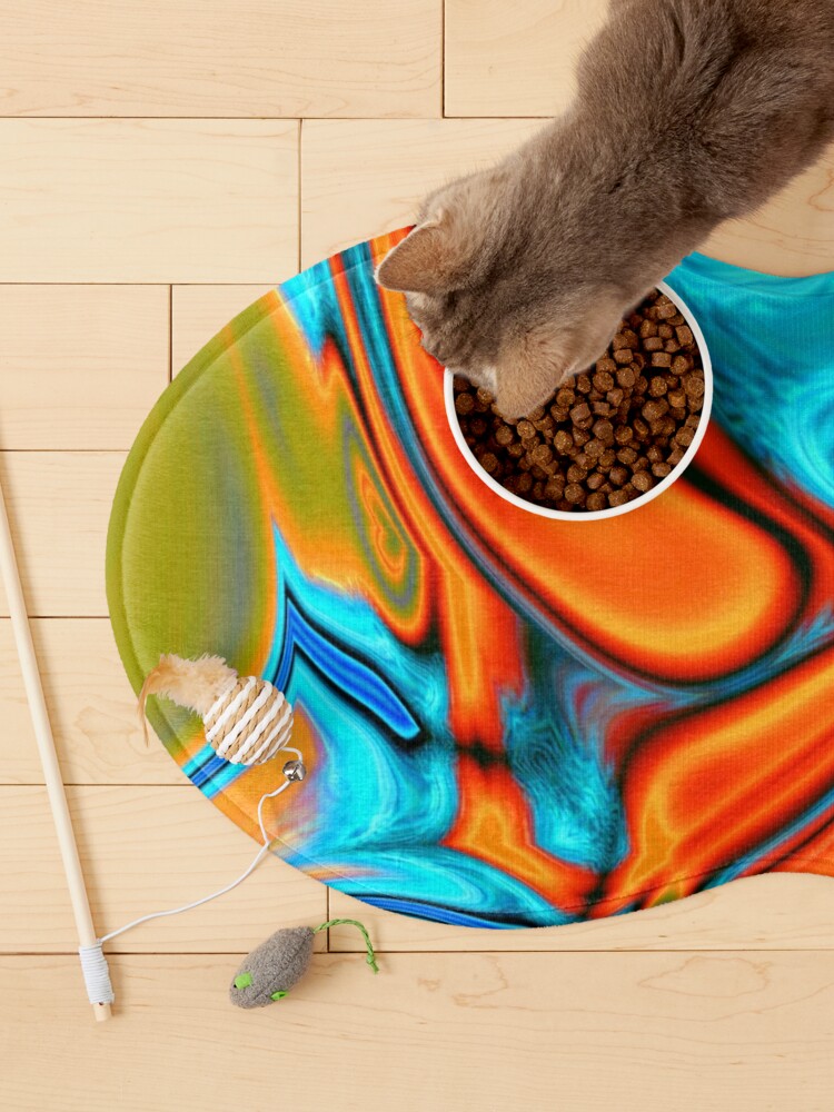 Alternate view of vivid modern Southwest hipster turquoise orange swirls Pet Mat