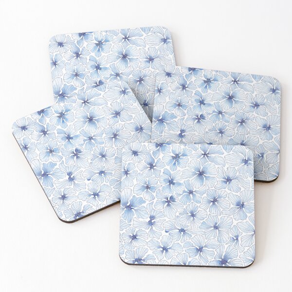 Item preview, Blue flowers with silver contours designed and sold by IrinaIkar.
