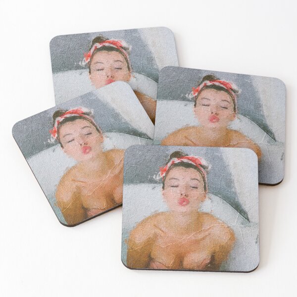 Item preview, Girl in a bath in retro style. Antique stylized oil painting. designed and sold by Ihor Ivanov.