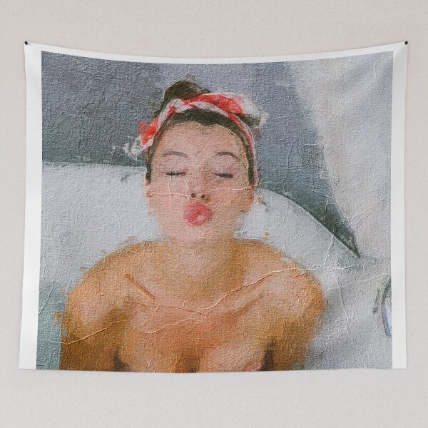Item preview, Girl in a bath in retro style. Antique stylized oil painting. designed and sold by Ihor Ivanov.