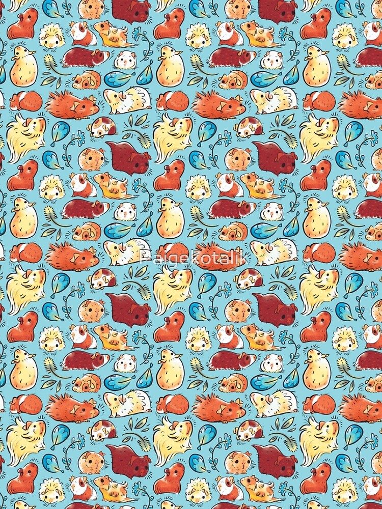 Thumbnail 5 of 5, Leggings, Guinea Pig Huddle In Blue designed and sold by Paigekotalik.