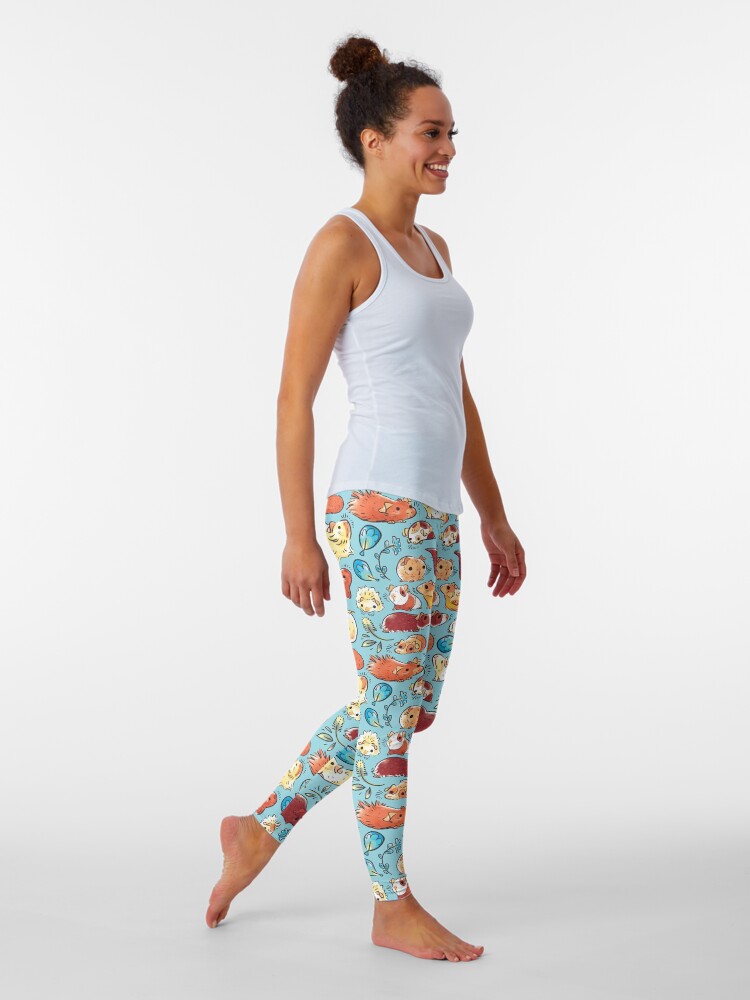 Thumbnail 2 of 5, Leggings, Guinea Pig Huddle In Blue designed and sold by Paigekotalik.