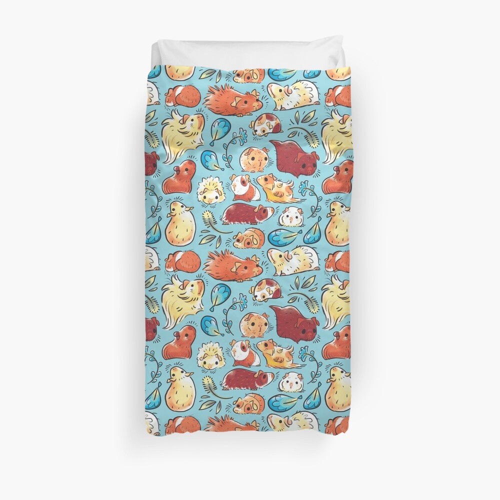 Guinea Pig Huddle In Blue Duvet Cover