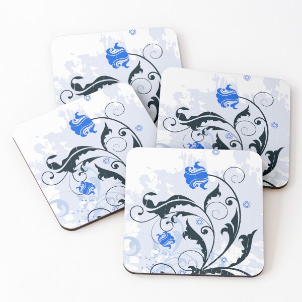 Item preview, White Blue Floral Art  designed and sold by Tshirtstory.