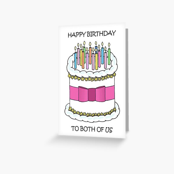 "Mutual Joint Same Day Birthday Cake and Candles" Greeting Card by