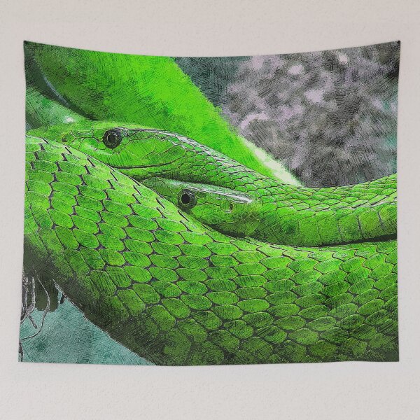 Item preview, Two Emerald Green Tree Python - Custom Pet Portrait Art Studio designed and sold by Custom Pet Portrait Art Studio.