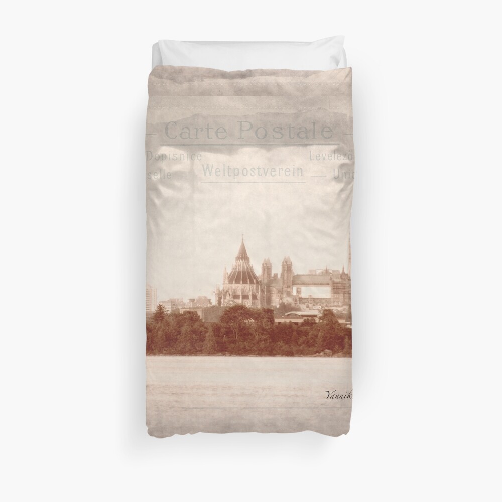 "Ottawa's Parliament Hill Carte Postale" Duvet Cover by Photograph2u