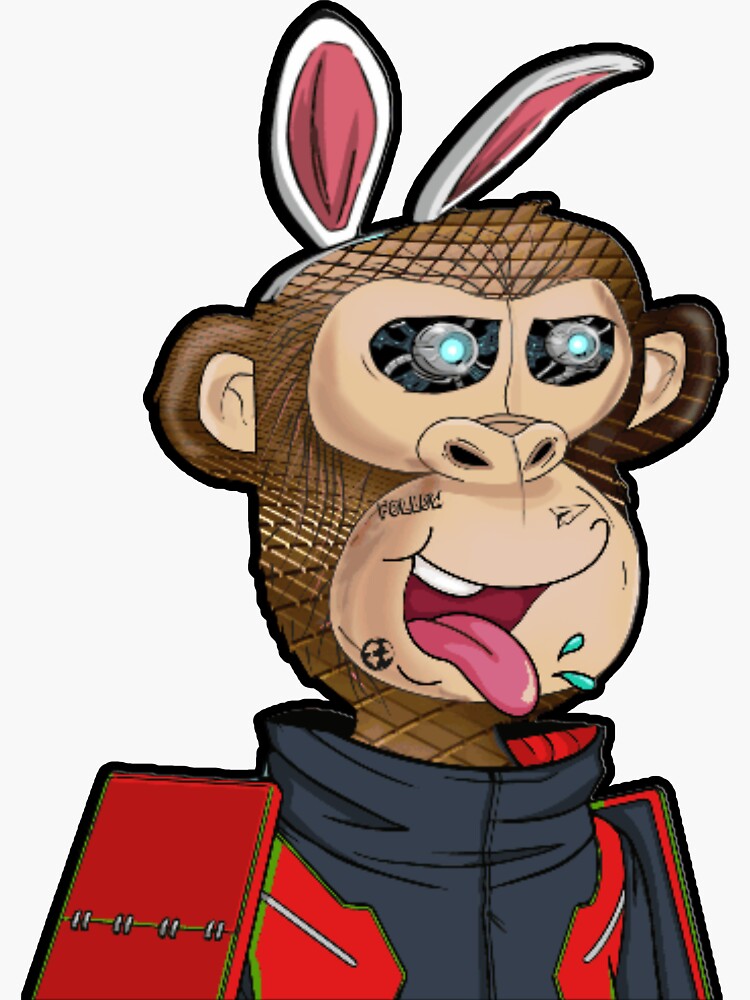 "Crazy Monkey with rabbit ear and robot eyes, face tattoo in the nfts