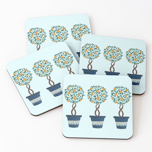 Item preview, Orange trees in blue pots designed and sold by Home Cyn Home.
