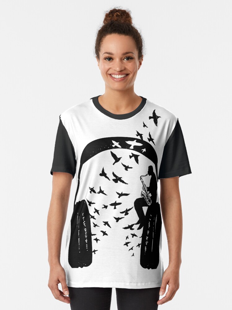 Alternate view of Headphone - Saxophone Graphic T-Shirt