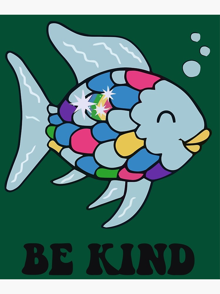 "Be Kind Rainbow Scale Fish Teacher Reading Book Nostalgia Parody