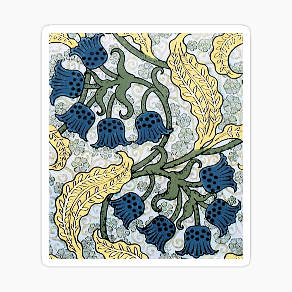 Blue Floral Pattern Art Nouveau Art Print Poster By Antiqueart Redbubble