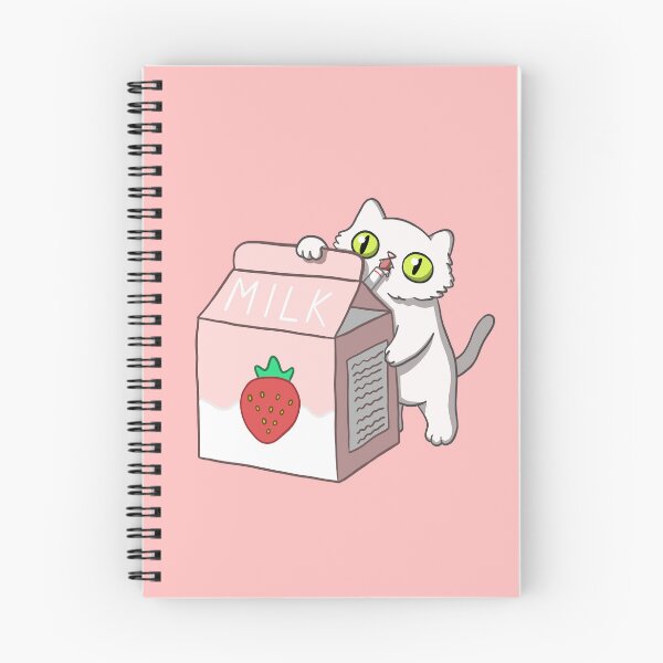 Item preview, Cute Kawaii Strawberry Milk Kitty Cat designed and sold by kurokitsuneart.