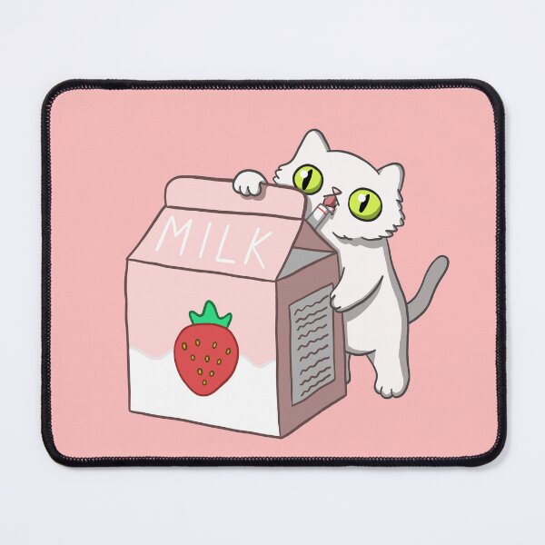 Item preview, Cute Kawaii Strawberry Milk Kitty Cat designed and sold by kurokitsuneart.