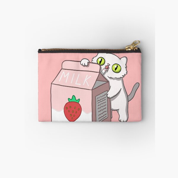 Item preview, Cute Kawaii Strawberry Milk Kitty Cat designed and sold by kurokitsuneart.