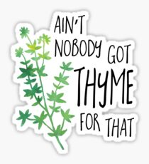 Ain't nobody got THYME for that - pun Sticker