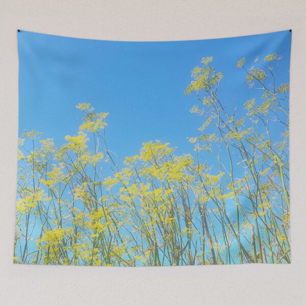 Item preview, Blooming Yarrow, Yellow Flowers Contrast with Sunny Blue Sky designed and sold by CreateShape.