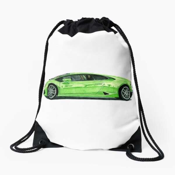 Vintage 1991 Lamborghini Auto Car Cotton Drawstring Sack Bag Front Pocket