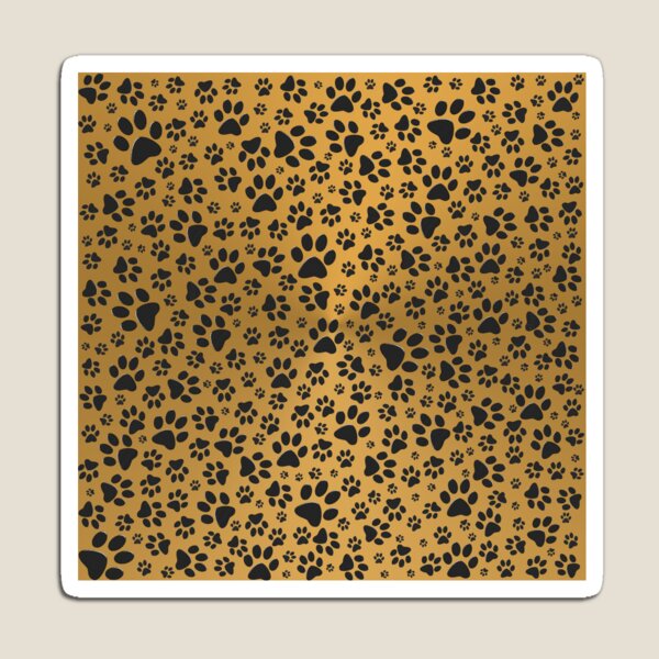 Item preview, Dog Paws Black and White Polka Dot on metal gold background designed and sold by homemadecreate.