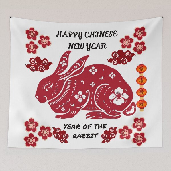 Item preview, Floral Mandala Rabbit Cute Orange Lanterns Happy Chinese New Year Year Of The Rabbit designed and sold by universegrace.