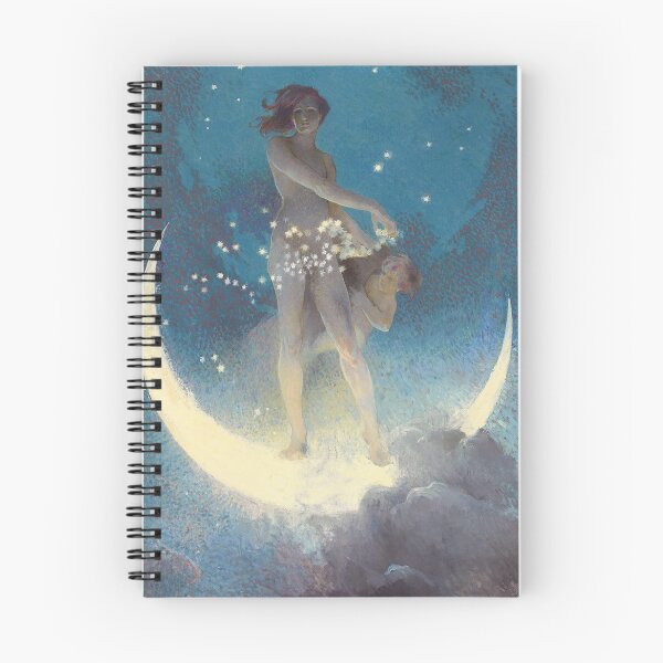 Item preview, Spring Scattering Stars, Nude allegory scattering stars from a crescent moon upon Earth, 1927  - Edwin Howland Blashfield designed and sold by Vintage Designs +.