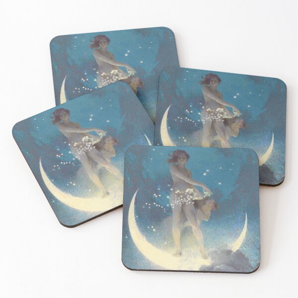 Item preview, Spring Scattering Stars, Nude allegory scattering stars from a crescent moon upon Earth, 1927  - Edwin Howland Blashfield designed and sold by Vintage Designs +.