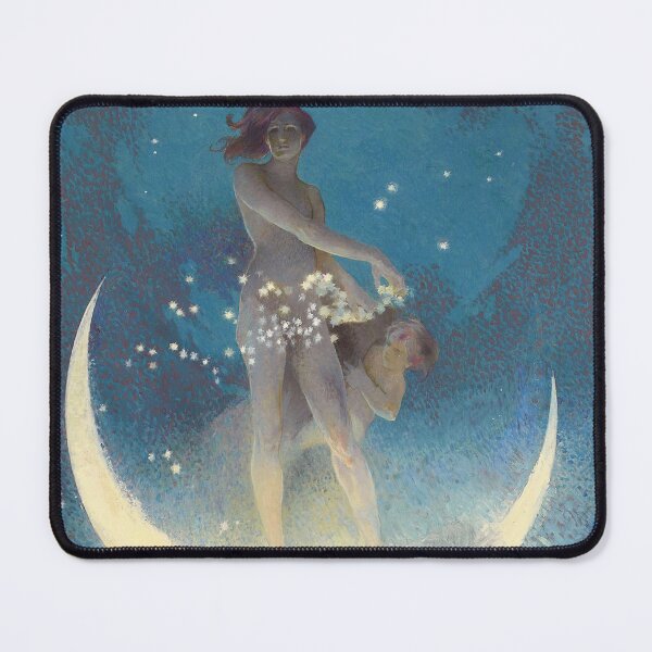 Item preview, Spring Scattering Stars, Nude allegory scattering stars from a crescent moon upon Earth, 1927 - Edwin Howland Blashfield designed and sold by Vintage Designs +.