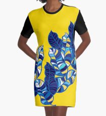 Pop foliage on Yellow Graphic T-Shirt Dress