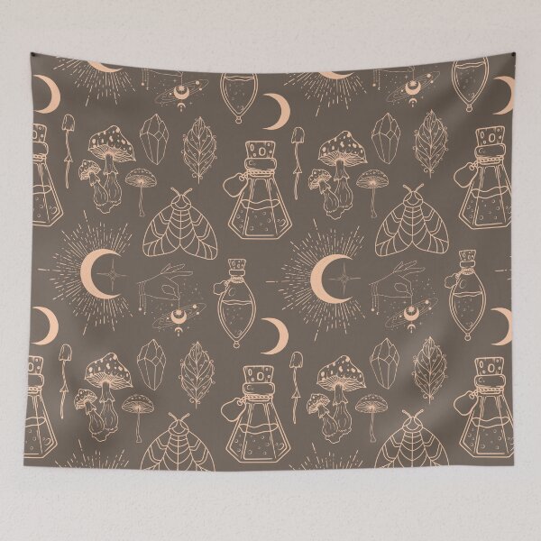 Item preview, Astro, astrological, celestial pattern in brown apricot designed and sold by PicturePatty.