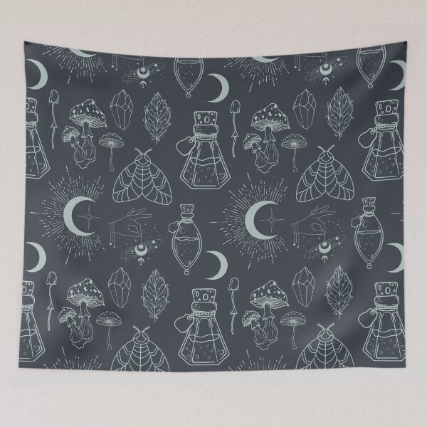 Item preview, Astro, astrological, celestial pattern in dark gray light green grey designed and sold by PicturePatty.