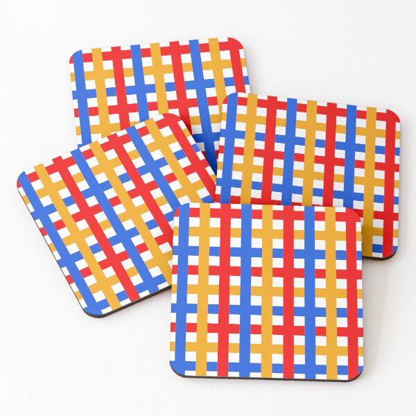 Item preview, Stripes Plaid Pattern in Primary Blue Red Yellow Art Print designed and sold by lucybrownlane.
