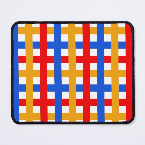 Item preview, Stripes Plaid Pattern in Primary Blue Red Yellow Art Print designed and sold by lucybrownlane.