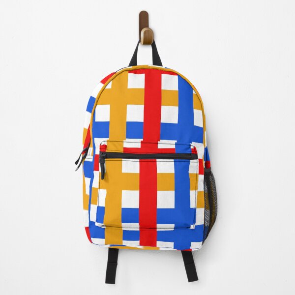 Item preview, Stripes Plaid Pattern in Primary Blue Red Yellow Art Print designed and sold by lucybrownlane.