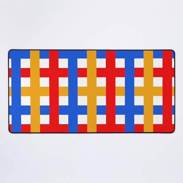 Item preview, Stripes Plaid Pattern in Primary Blue Red Yellow Art Print designed and sold by lucybrownlane.