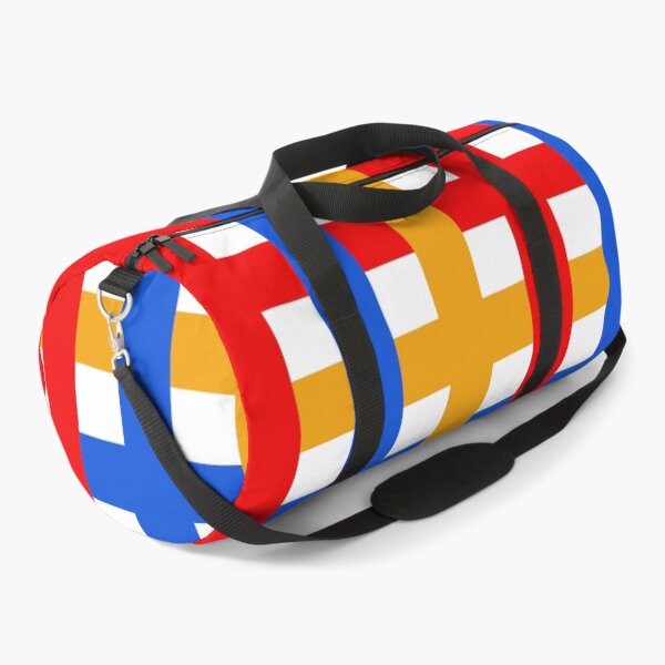 Item preview, Stripes Plaid Pattern in Primary Blue Red Yellow Art Print designed and sold by lucybrownlane.